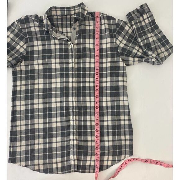 LAFAYETTE 148 Lightweight Flannel Plaid Button Down Shirt Gray White - Small (P) - Picture 6 of 9